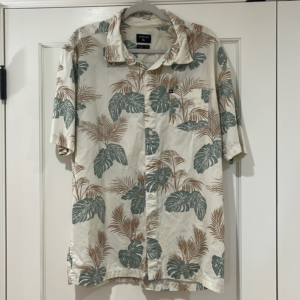 Quiksillver Hawaiian Button-Up Shirt Large Regular Fit